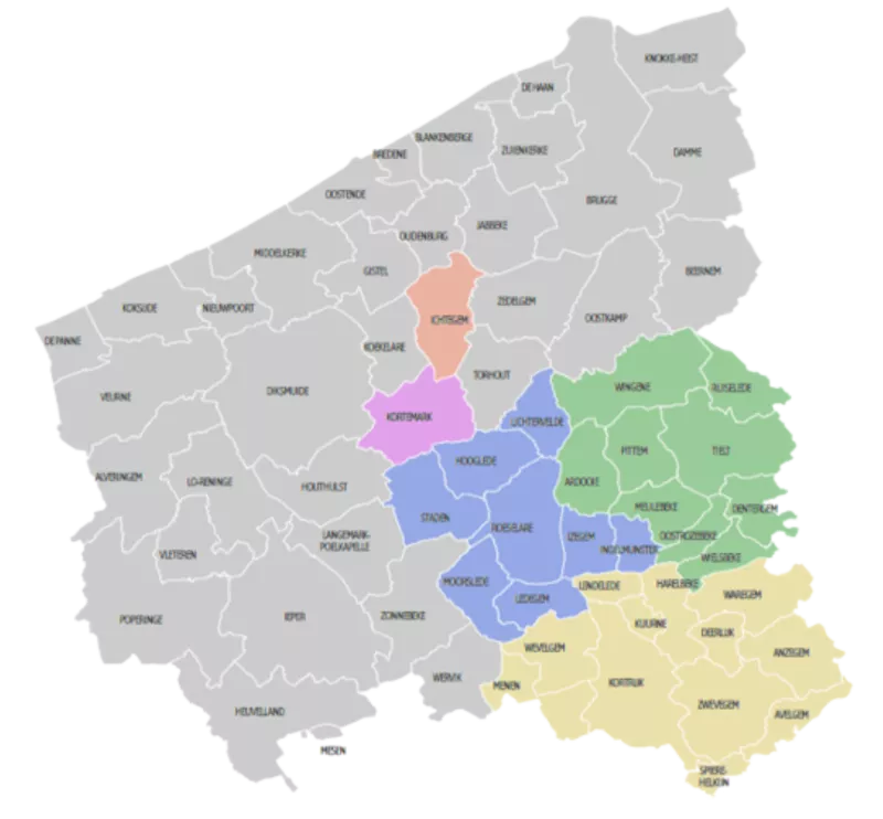Het geografisch gebied van Vlaams roodbruin bier Streekproduct.be